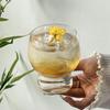 ZISIZ High-Footed Transparent Drum Glass Cup