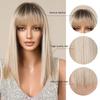 Blonde Silky Straight Synthetic Wigs with Bangs Medium Long Natural Platinum Wig for Women Cosplay Heat Resistant
