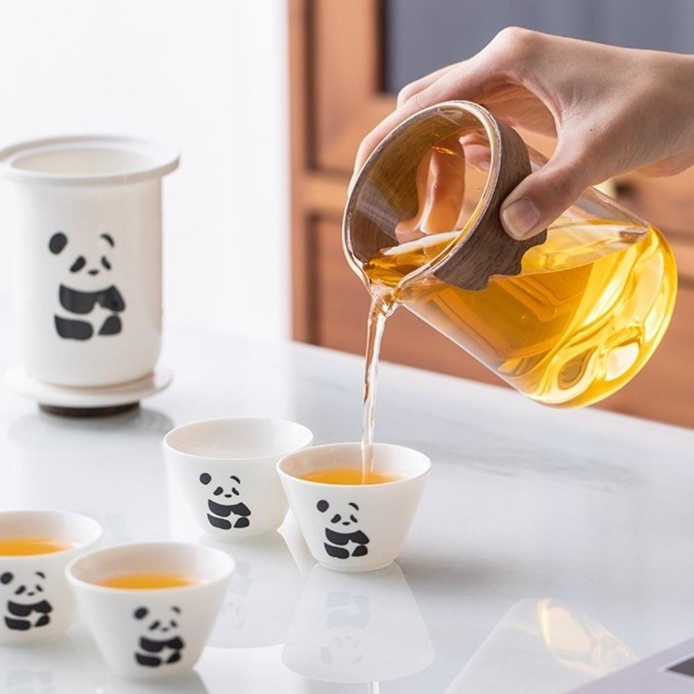 Anti Heat Hand Grip Panda Tea Set Cartoon Chinese Congou Tea Set Ceramic Teapot  Travel Tourism