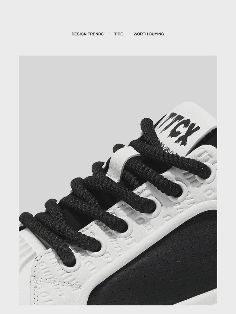 Schwarze Shell Toe Sneakers aus Leder für Herren – Dicke Sohle, trendige Herbst-Sportschuhe