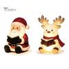 Unique Office Desk Decor Christmas Book Shelf Light, Iron Bookend Night Lamp with Santa Cozy Reading Corner Reindeer Snowman, Warm Glow Tabletop