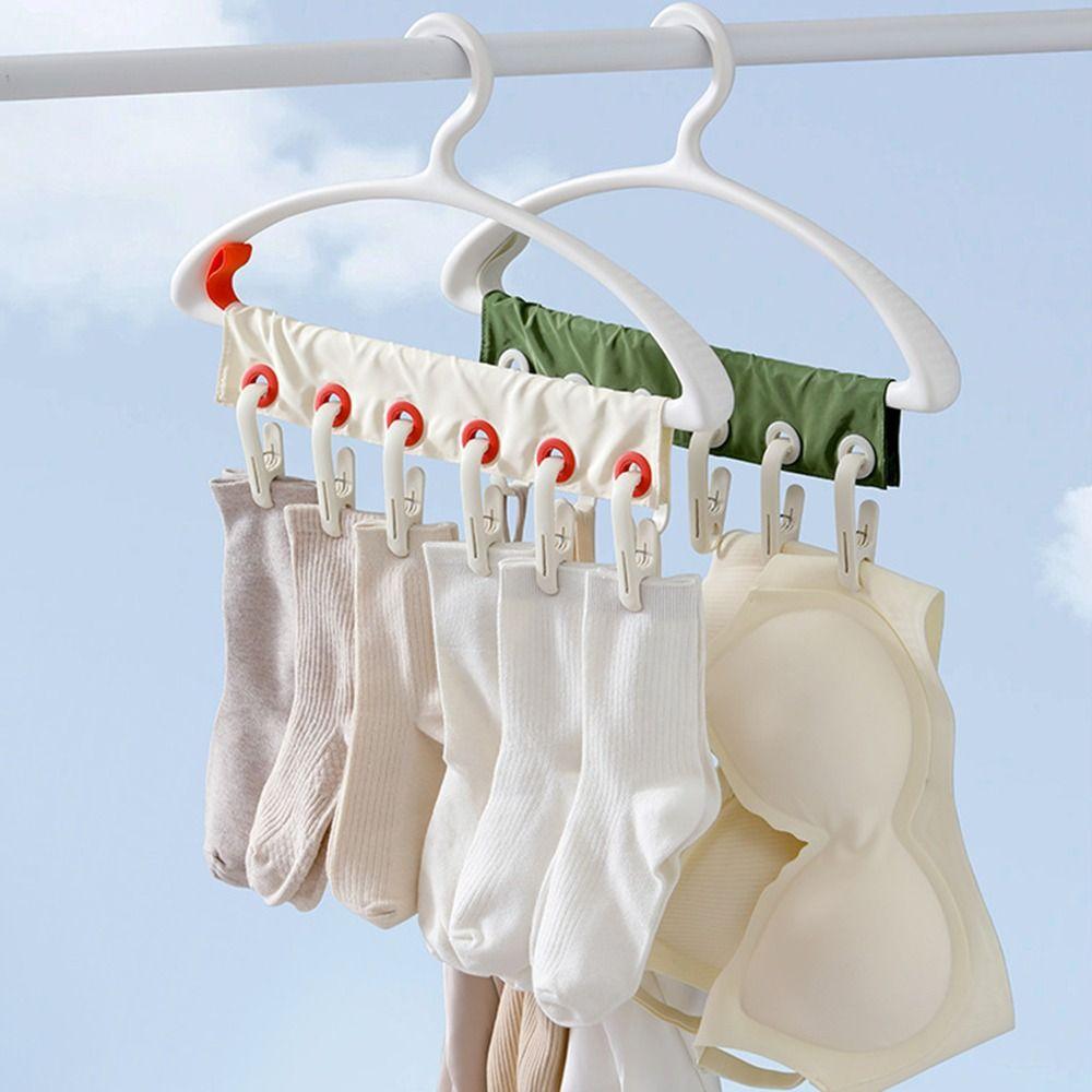 6 Holes Fabric Clothing Clip Removable Travel Clothes Drying Rack Travel Use