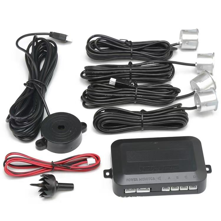 Car Reverse Radar Kit with 4 Parking Sensors Vehicle Backup Alarm System Sensor Detection for Vehicle Parking Assistance