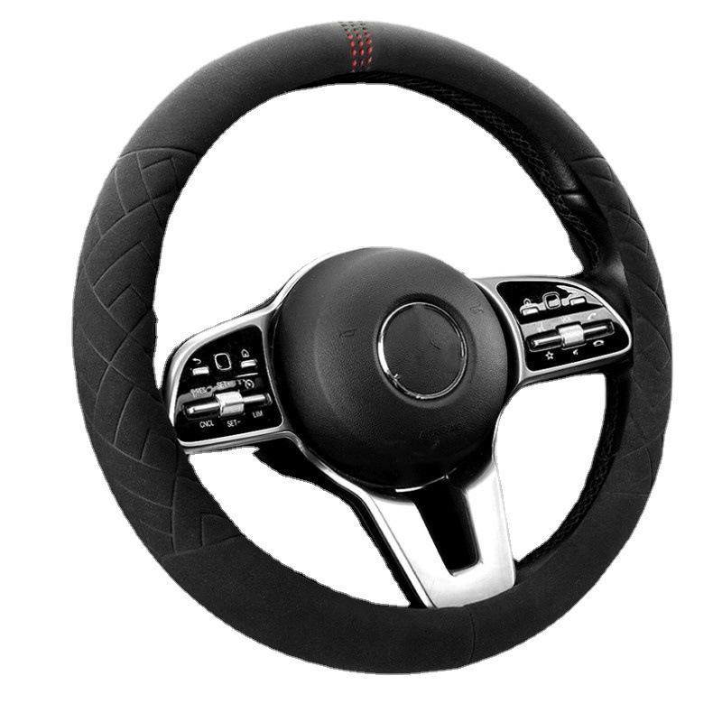 38cm Sports Style Car Steering Wheel Cover Suede round Handle Four Season Universal Fit Automotive Steering Wheels & Accessories