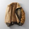 Men's Winter Lapel Leather & Fur Color Block Jacket 