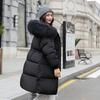 Dámská móda Zimní bunda Kožešinový límec Bavlněný kabát s kapucí Dámská Teplá Bunda typu pláště