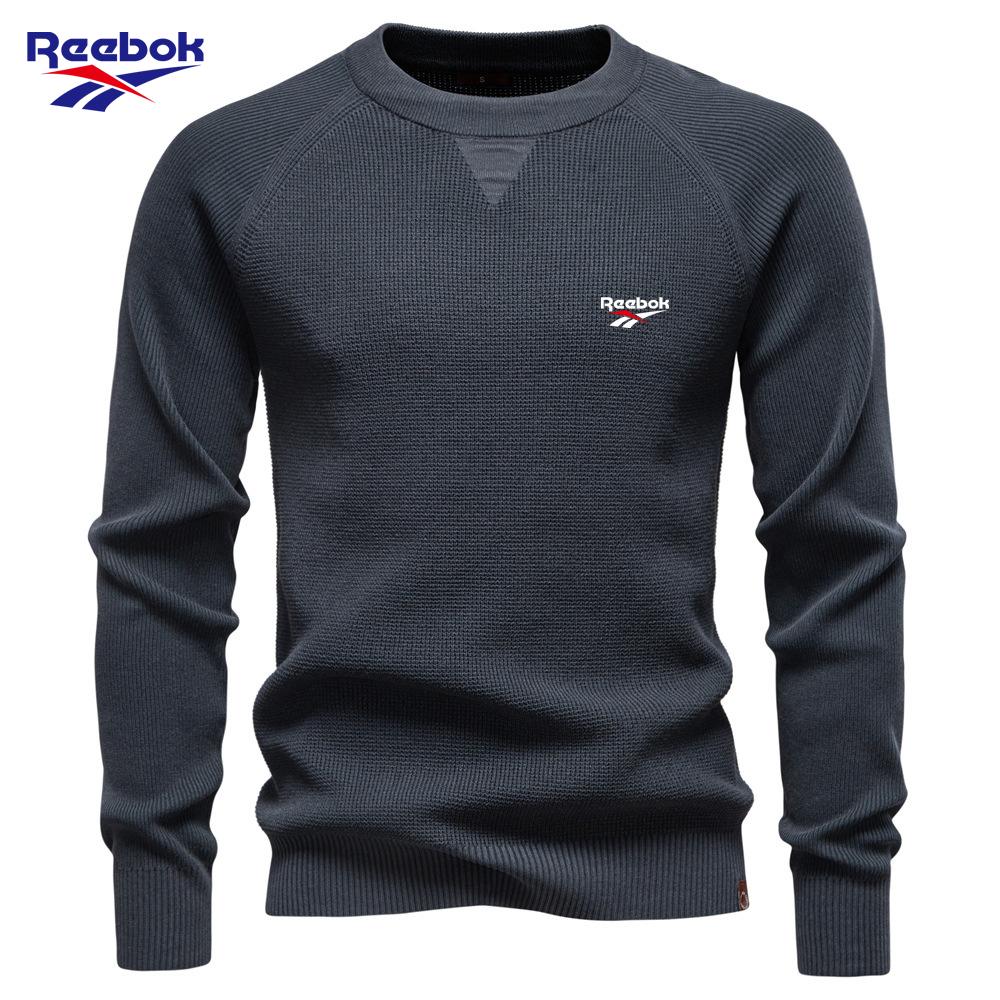 Reebok 2026 Autumn and Winter Embroidery New Round Neck Fashionable Solid Color Sweater Men s High-quality Business Casual Knitted Men s Sweater S