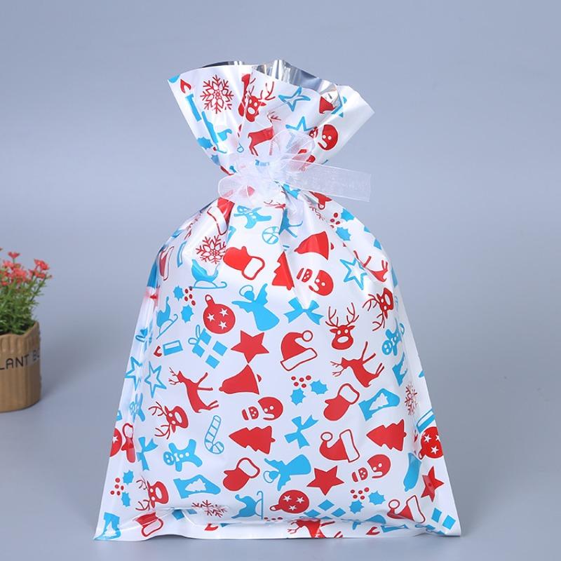 Weihnachts-Süßigkeitstüten mit Santa- & Schneeflocken-Designs, Geschenktasche für Feiertagsleckereien, festliche Partygeschenke und Neujahrs-Glückstüte