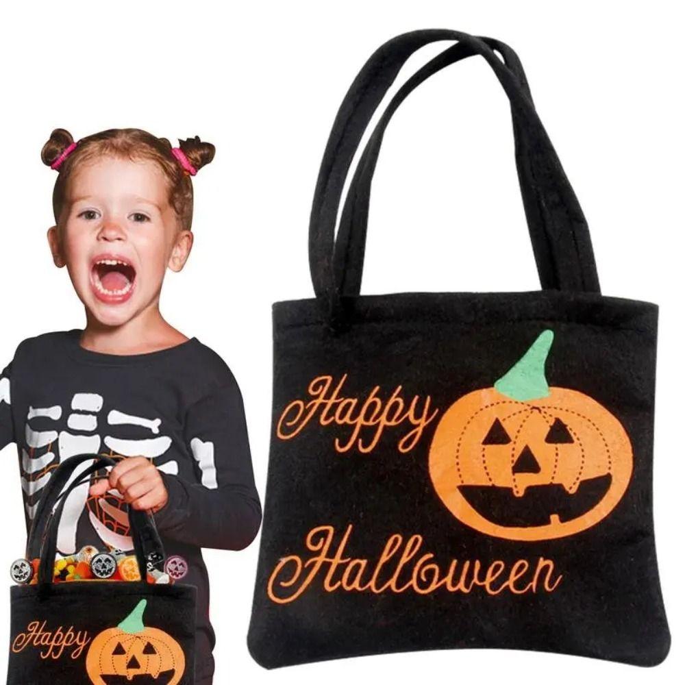 Trick or Treat Halloween Non-Woven Bag Pumpkin Candy Storage Bucket Funny   Festival