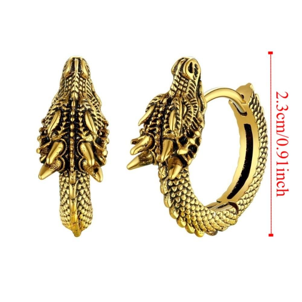 Hot Antique Dragon Hoop Earrings Metal Color Bold Men Earrings Personality Animal Hip Hop Ear Buckles Punk
