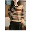 Autumn Winter Vintage Ethnic Women S Round Neck Knitted Sweater