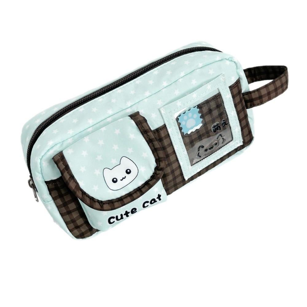 Large Capacity Pen Bag Mint Chocolate Stationery Bag Durable Pencil Case Gift Mint Chocolate Cat