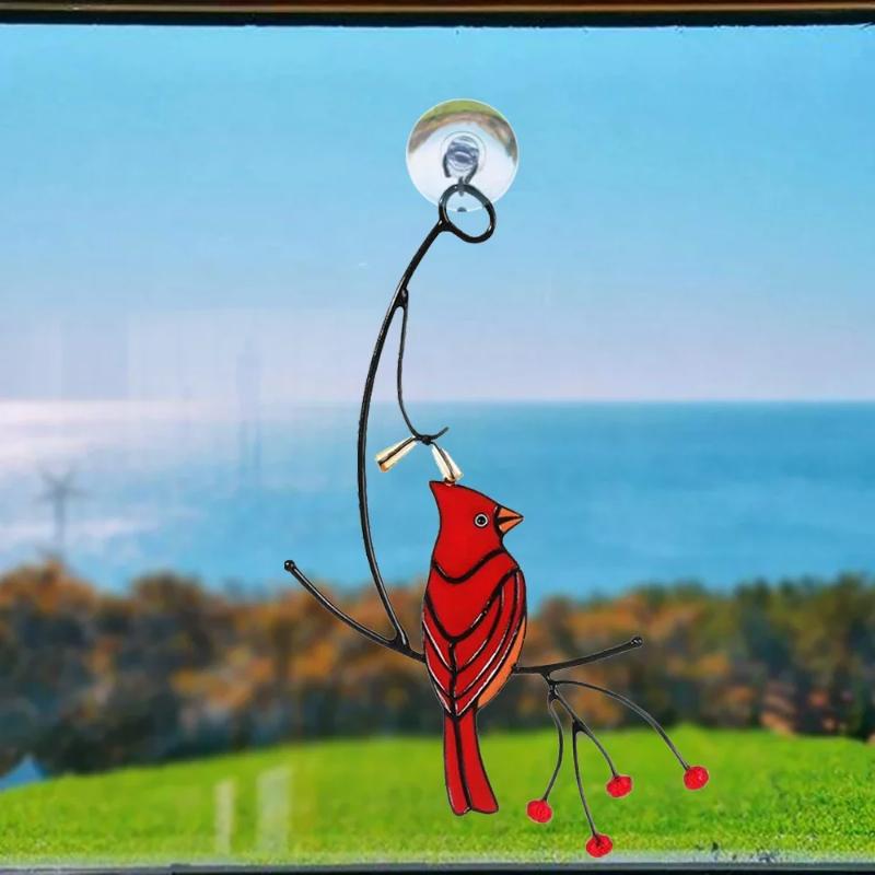 

Витражная панель с кардиналами, подвески с птицами, птицы, сидящие на проволоке на ветке, аксессуары для украшения комнаты, подарок на День матери
