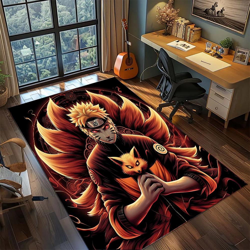 Uzumaki Naruto Nine-Tails Kurama Power Rug Carpet Large Area Rug Non Slip Washable Floor Mat Gamer Room Bedroom Home Decor