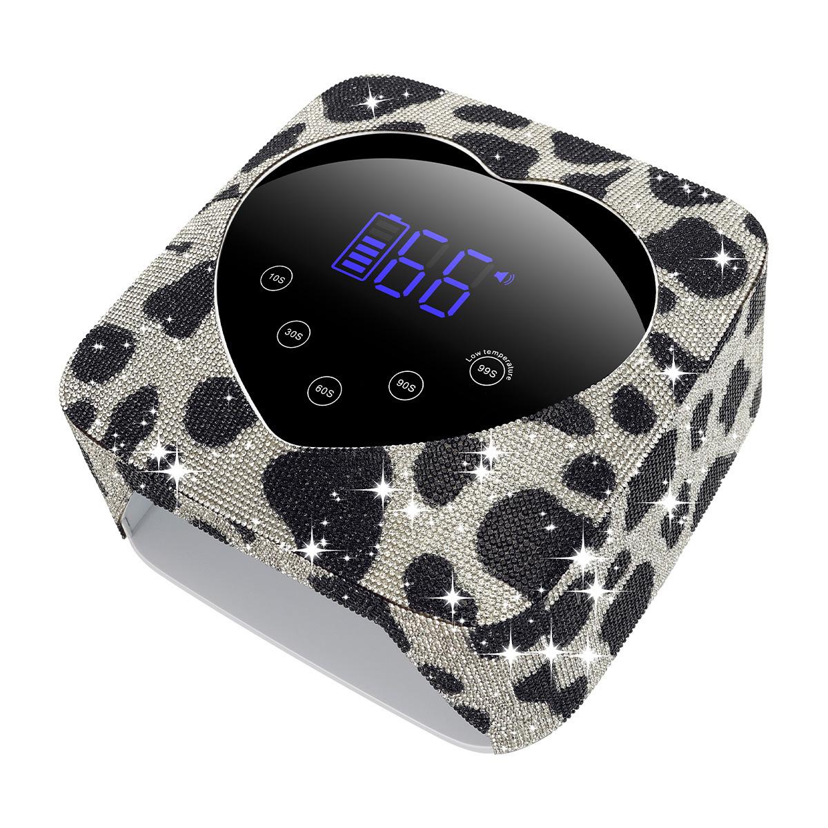 

Мощная беспроводная лампа для ногтей 72 Вт с принтом коровьей шкуры и стразами