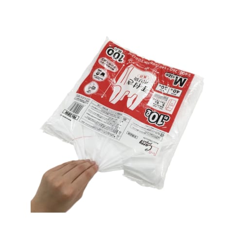 Paquete Japón Bolsas de Plástico con Asas, Blanco Lechoso, Aprox. 10L, 50cm H x 26cm W + 14cm D x 0.017mm Espesor, Apertura Fácil, Estampado, Capacidad Extra, 100