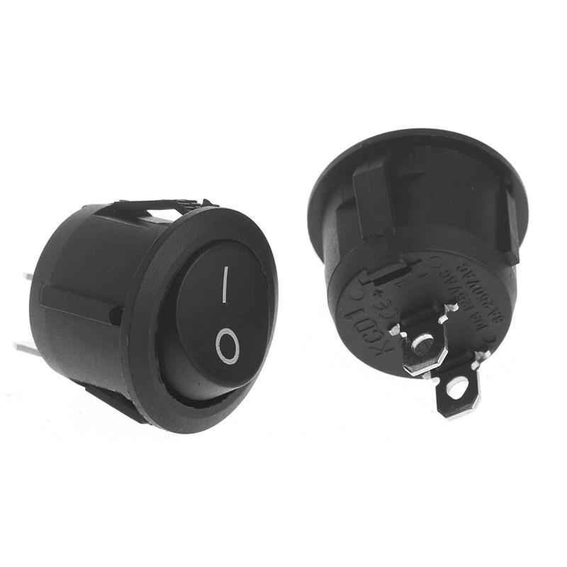 2 Pcs 2 Pin 2 Gears Switch SPST Toggle Switch Black Round Rocker Switch
