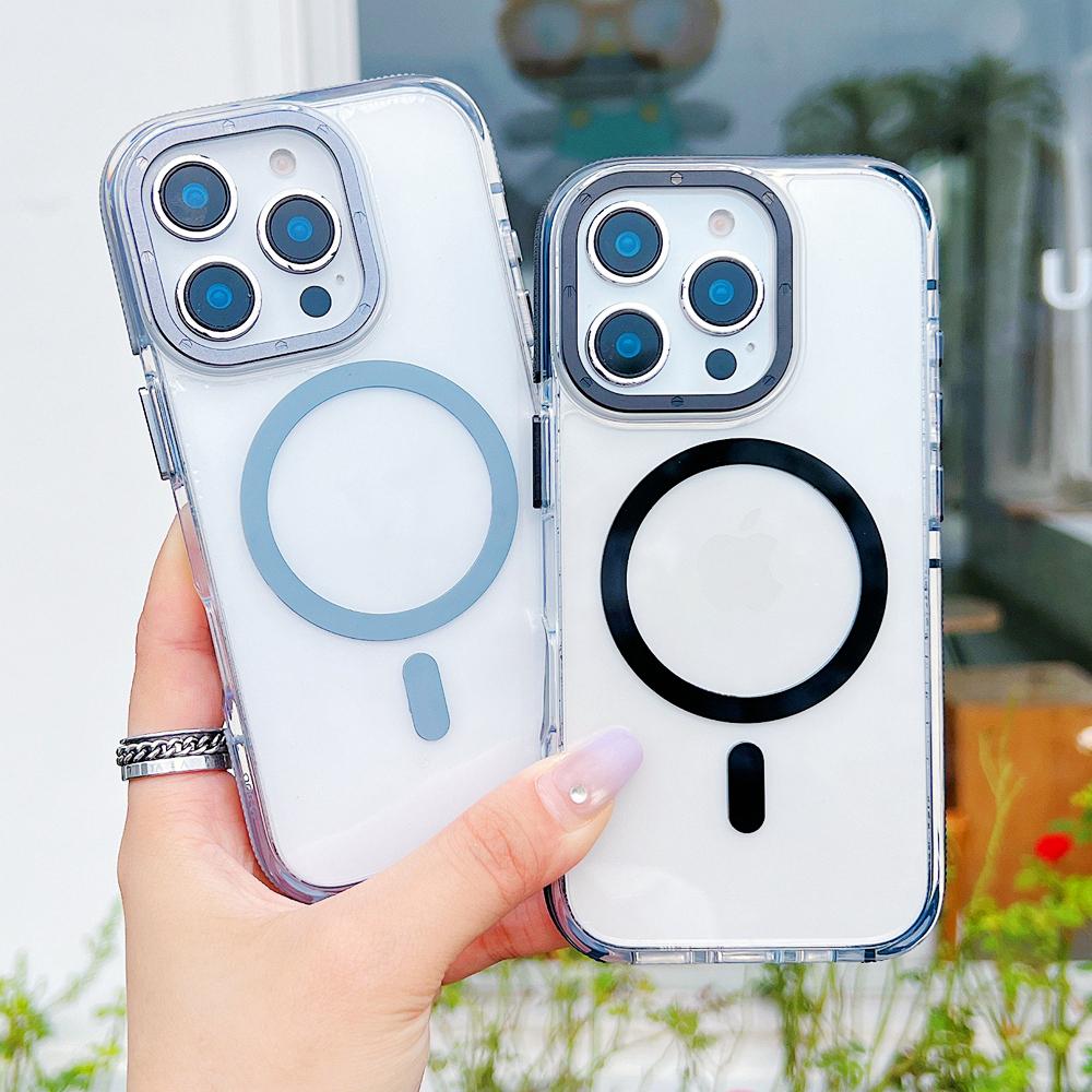 KEYSION Transparent Magnetic Case for MagSafe for iPhone 16 Pro Max Wireless Charging Shockproof Phone Cover for iPhone 16 Plus