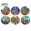Easy Clean Car Coasters 2PCS Coasters, Oil Painting Print, Decorative Non-Slip Thermal Pads, Stain-Resistant Modern Accessory Gift to Cup Holders, for