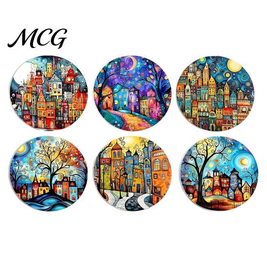 Easy Clean Car Coasters 2PCS Coasters, Oil Painting Print, Decorative Non-Slip Thermal Pads, Stain-Resistant Modern Accessory Gift to Cup Holders, for