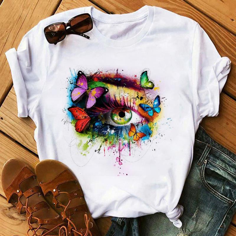Watercolor Elephant Animal Print T-Shirt Female Harajuku Graphic T-Shirt Dog Lovers Funny T-Shirt Female T-Shirt