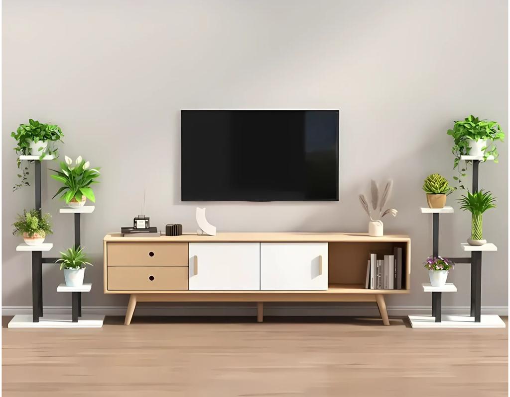 Kwietnik Stojący [Metalowy?] Czarno-Biały Loft 4 Poziomy [Kwietnik3]