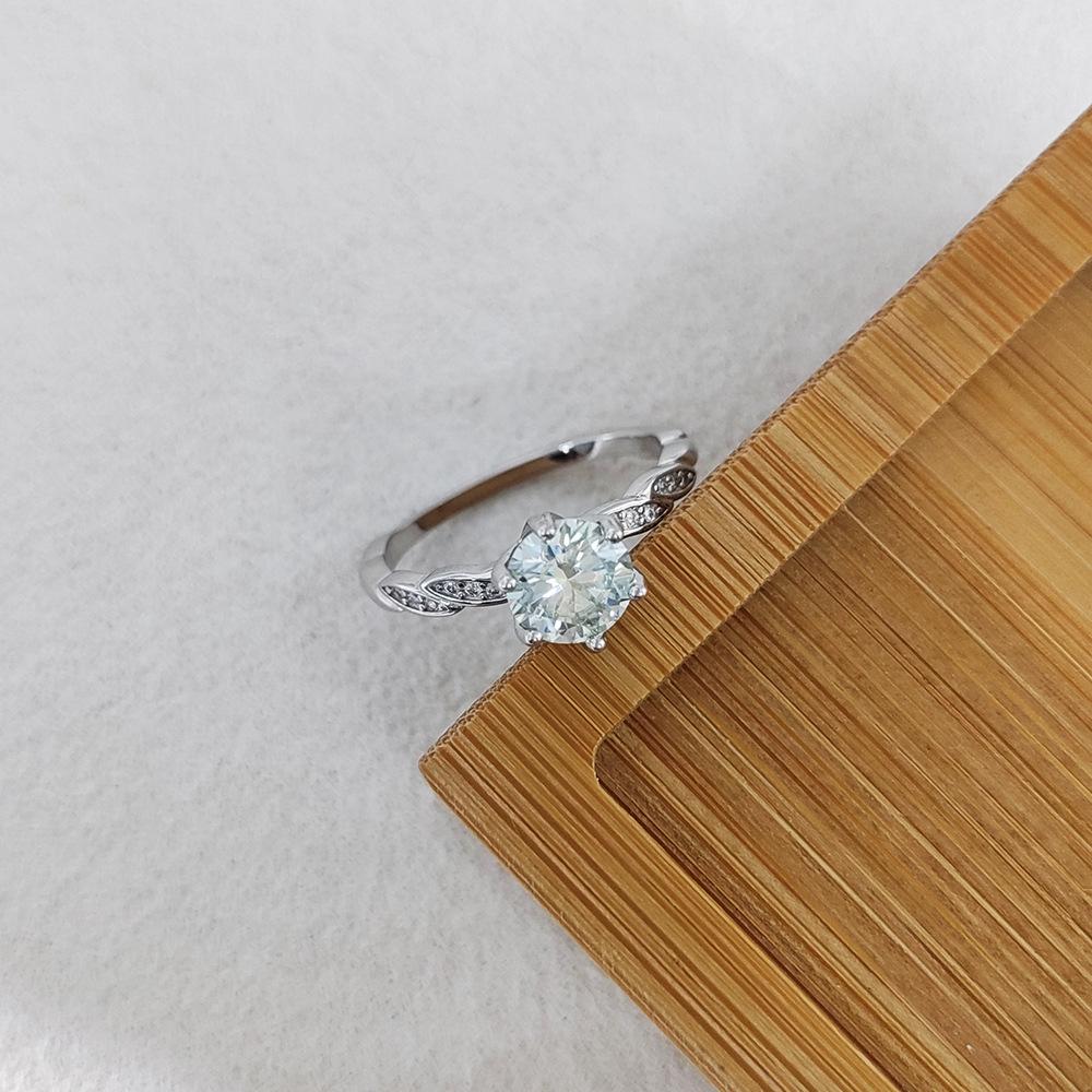 925 Sterling Silver Moissanite Six-Prong Women's Twin Flower Ring