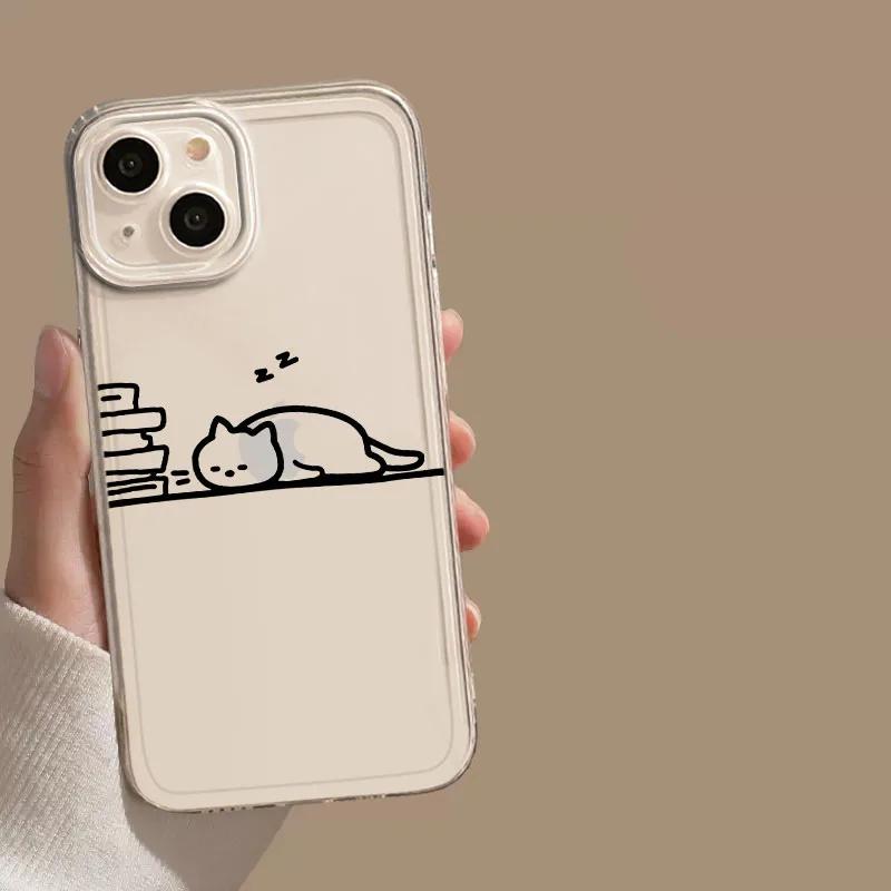 

Funny Cat Clear Couple Paired Phone Case For iPhone 17 15 14 12 11 13 16 Pro Max Mini 7 Plus SE Lovers Soft Cover Shell Fundas iPhone 15ProMax