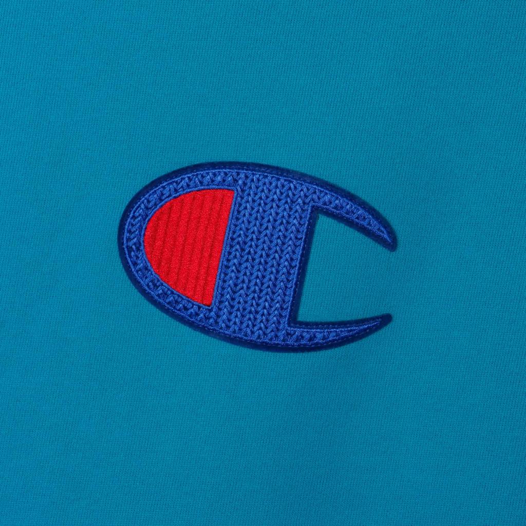 Champion Long Sleeve Fleece LooseFit Hooded Sweatshirt with Big Action Teal Blue Men's Logo, Style, C3-B104,