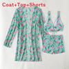 Fashion Sexy Print Bikini Three Piece Swimsuit For Water Sports Women