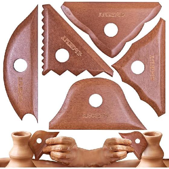 Pottery Ribs 6 Pack | Pottery Trimming Textured Art Tools | Pottery Foot Shaper Prep Tools | Plaster Sculpting Rib Membrane Removal Tool | for triangles double bevel