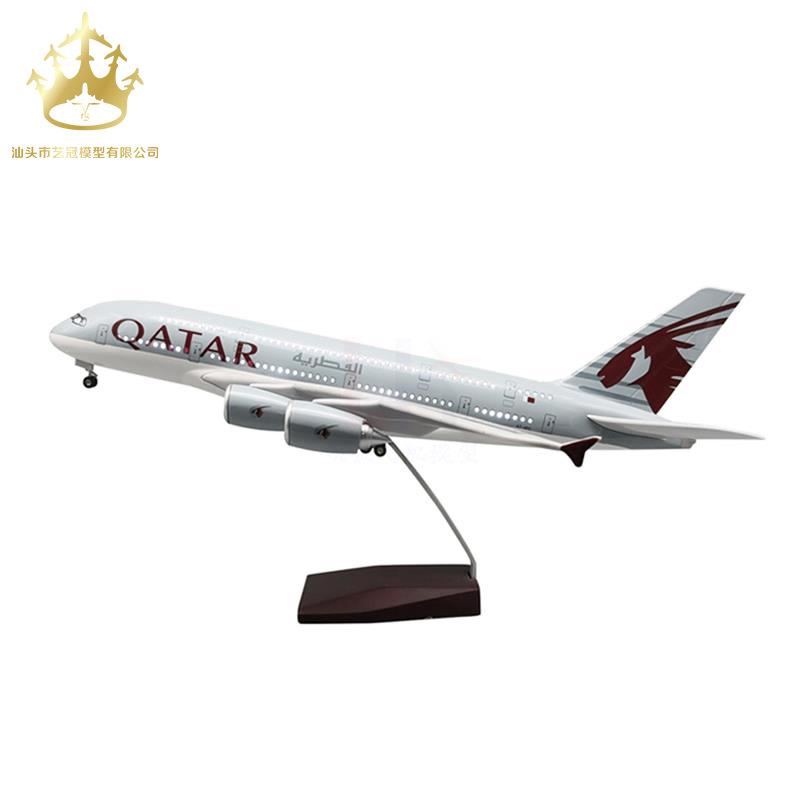 Airbus A380 Qatar Airways Voice Controlled LED Lighting Simulation Civil Aircraft Model Airplane Model Airplane Model Gift