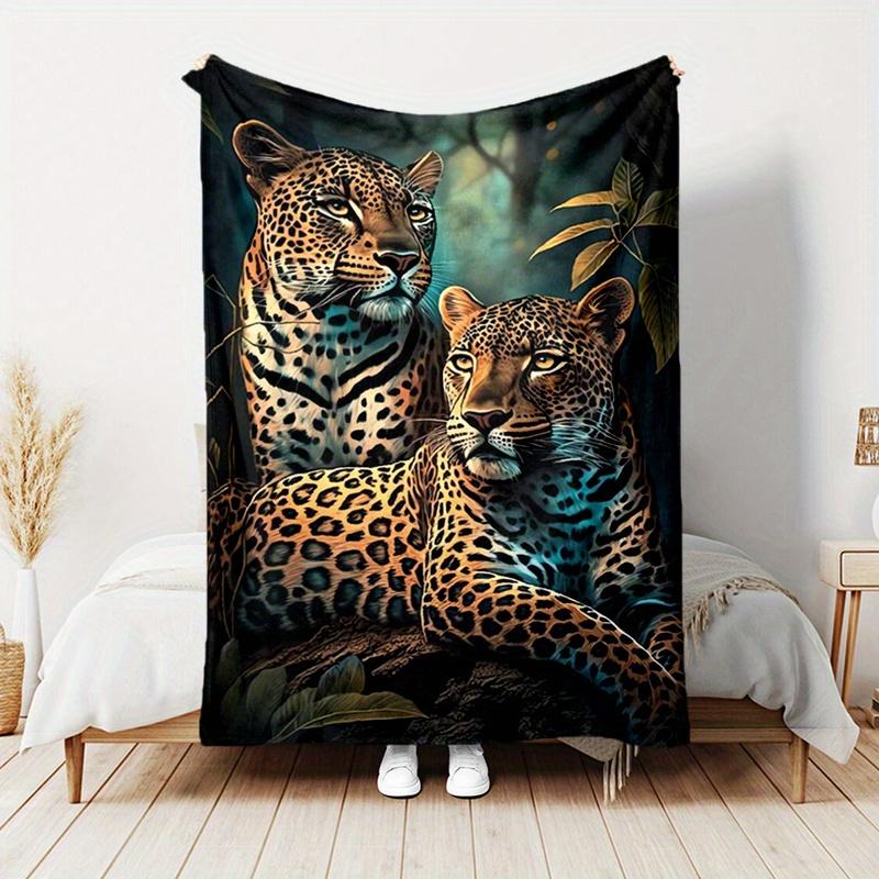 Manta con Estampado Animal de Leopardo Doble en la Selva - Suave Manta Multiusos para Todas las Estaciones para Sofá, Cama, Viaje y Regalo