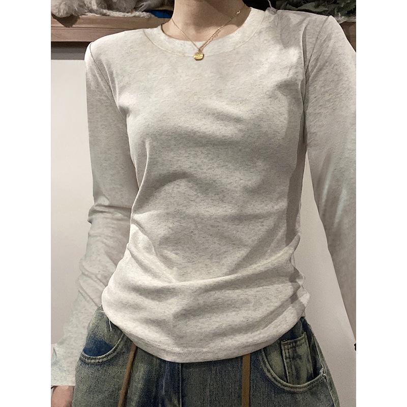 American Style Slim Fit Gray Long Sleeve Women's T-Shirt - Autumn/Winter Wear
