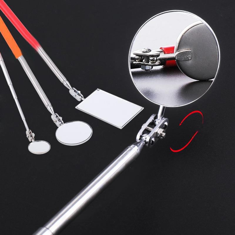 Square/Round 360 Degree Rotatable Angle Mirror Extendible Inspection Stainless Steel Mirror Automotive Repair Detection Tool