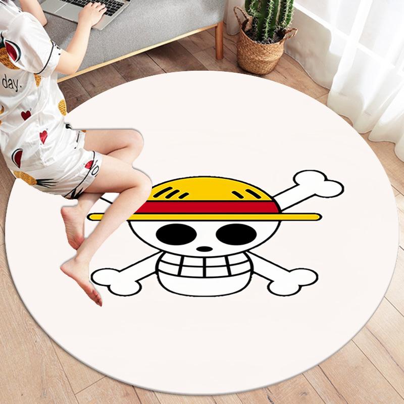 One Piece Strohoeden Piraten Rond Vloerkleed Tapijt Tapijt Voor Woonkamer Slaapkamer Bank Speelkamer Decor Antislip Vloermat