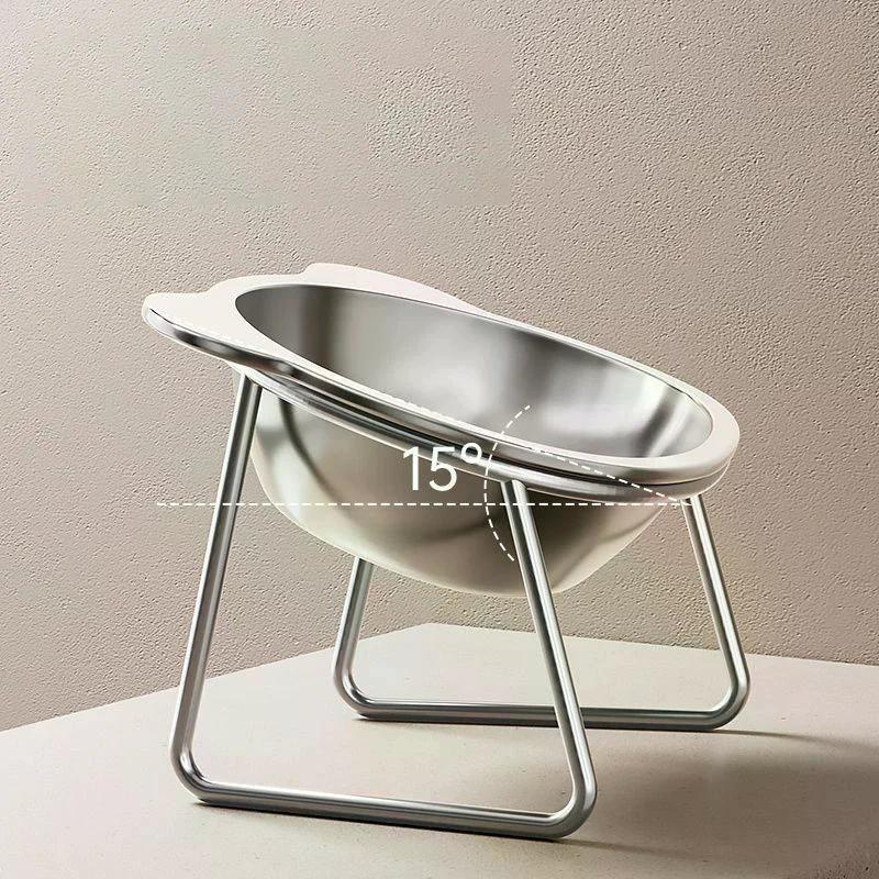 Raised Cat Bowls Tilted Neck Guard Cat Food Bowl 304 Stainless Steel Shatter-resistant Elevated 15° Pet Supplies For Puppy Cat