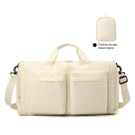 Foldable Gym Tote Unisex Duffle Bag with Shoe Compartment Wet Pocket Nylon Weekender Bag for Fitness Travel Swimming