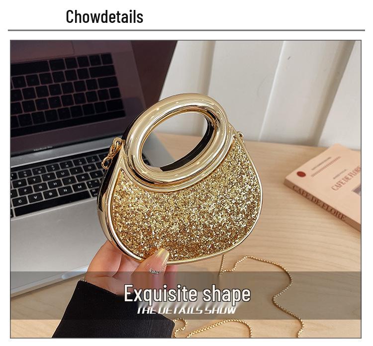 New Ladies Acrylic Crescent Evening Mini Shoulder Bag - Elegant Dazzling Color Handbag