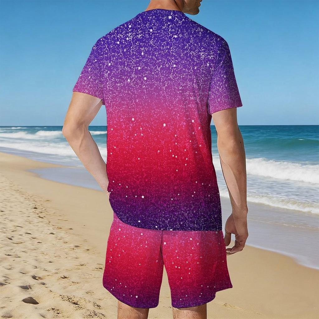 Men Vintage Floral Mandala Print Short Sleeve Top And Matching Knee Shorts Two Piece Outfit