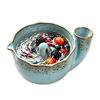 Multifunctional Kitchen Basin Ceramic Berry Bowl with Strainer Holes, Self-Spinning Vortex Design, Fruit Washing Rinse for Berries Vegetables Colander