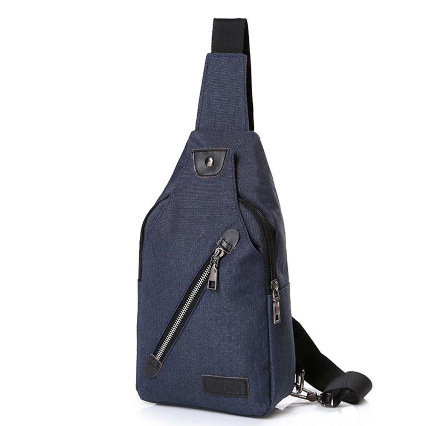 

Мужская повседневная нагрудная сумка, сумка через плечо, японская парусиновая мужская сумка на плечо с дисбалансом тёмно-синий