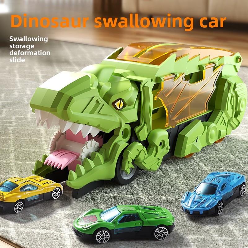 Dinosaur Inertia Car Track Toy With Storage And Deformation For Kids Educational Play