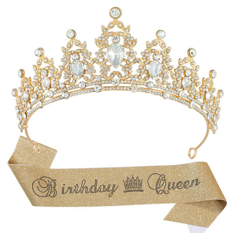 European and American Light Luxury Crystal Crown Hot Diamond Etiquette Belt Birthday Girl Birthday Party Accessories Decoration 2026