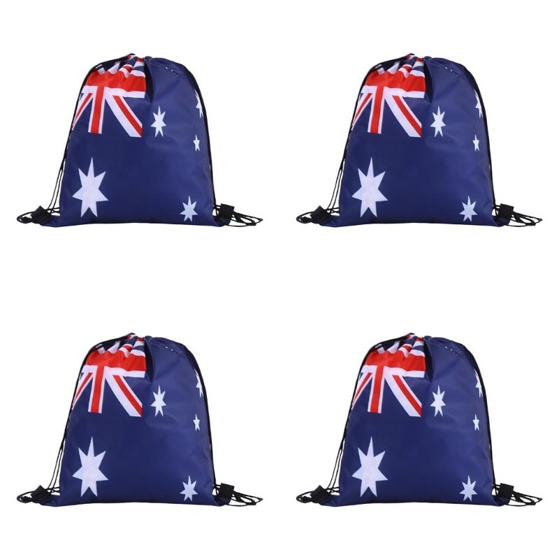 Pack Of 4 Durable Polyester Drawstring Bags With Tournament Flags Football Fan Gift For Party Favors And Sports Event