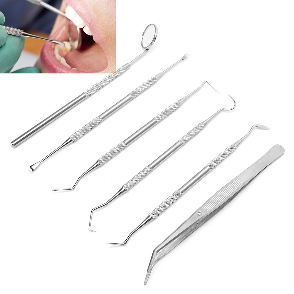 6pcs / set Dental Tartar Scaler Teeth Pick Spatula Dental Instruments Dentist Oral Care Tools