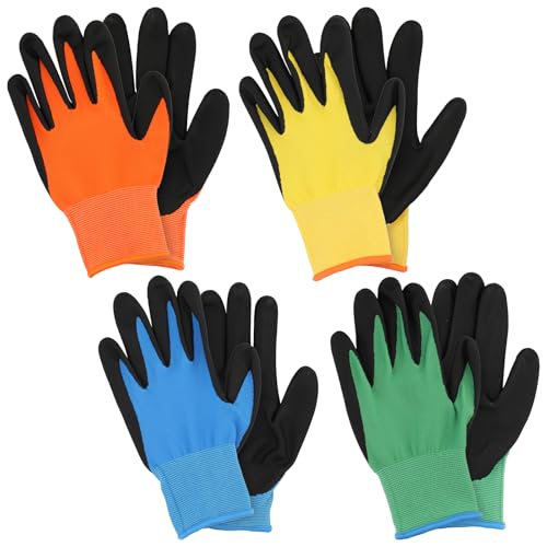 

Foresia Nitrile Rubber Backless Gloves, 4-Color Set, Size L, Gardening, Farm Work, Non-Slip, Gardening