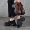Johnature Thick Soled Height Increasing Genuine Leather Woven Sandals Hollow Breathable Women's Platform Shoes