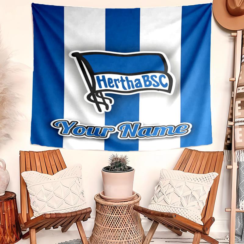Hertha BSC Tapestry with Custom Name Wall Hanging Room Background Cloth Home Decor Beach Mat Yoga Mat Sofa Bed Sheet