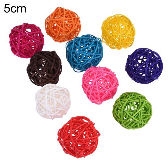 10Pcs Bird Parrot Bite Play Toy Parakeet Cane Weaving Vine Ball Pet Cage Decor